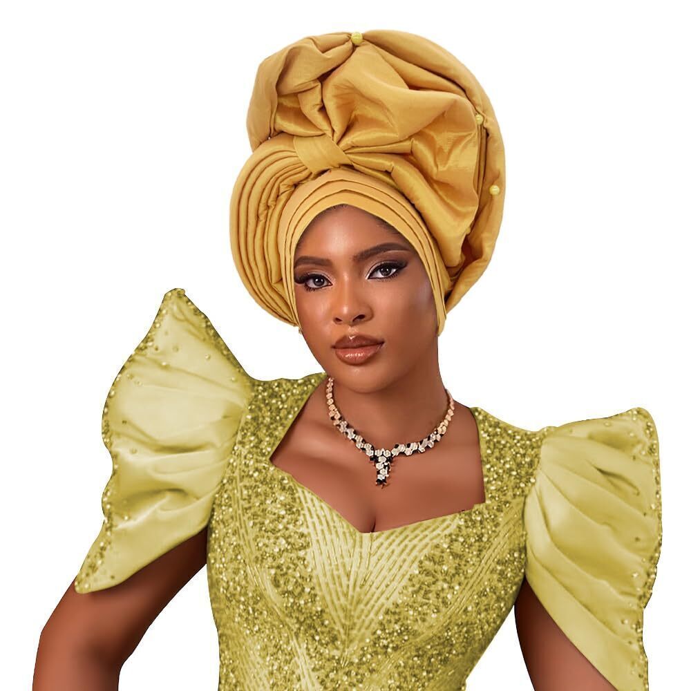 8695 Turban Hat Traditional African Head Wraps Nigeria Auto Gele Headtie